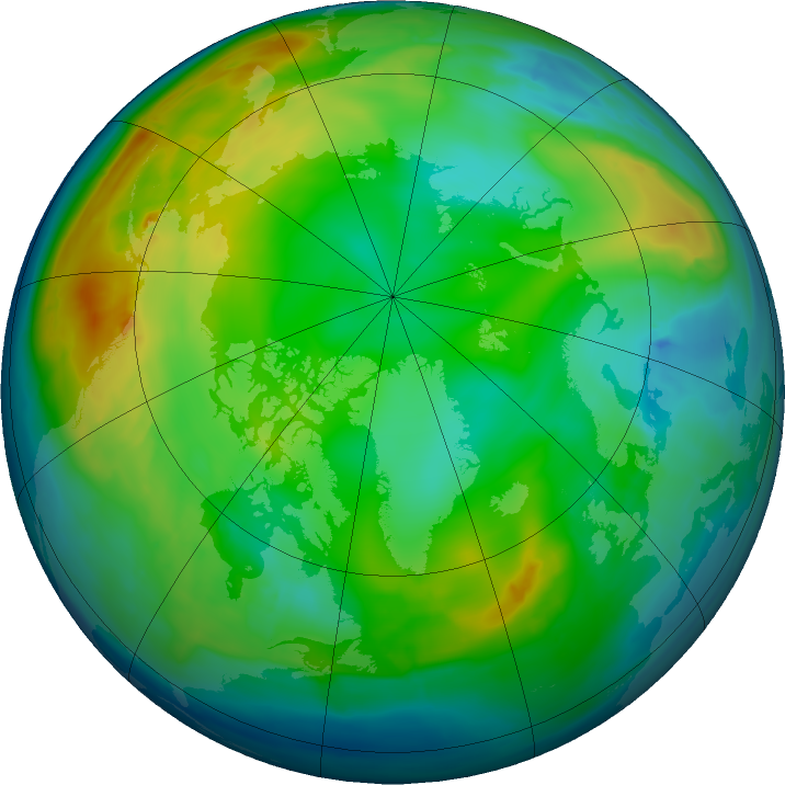 Arctic ozone map for 09 December 2015